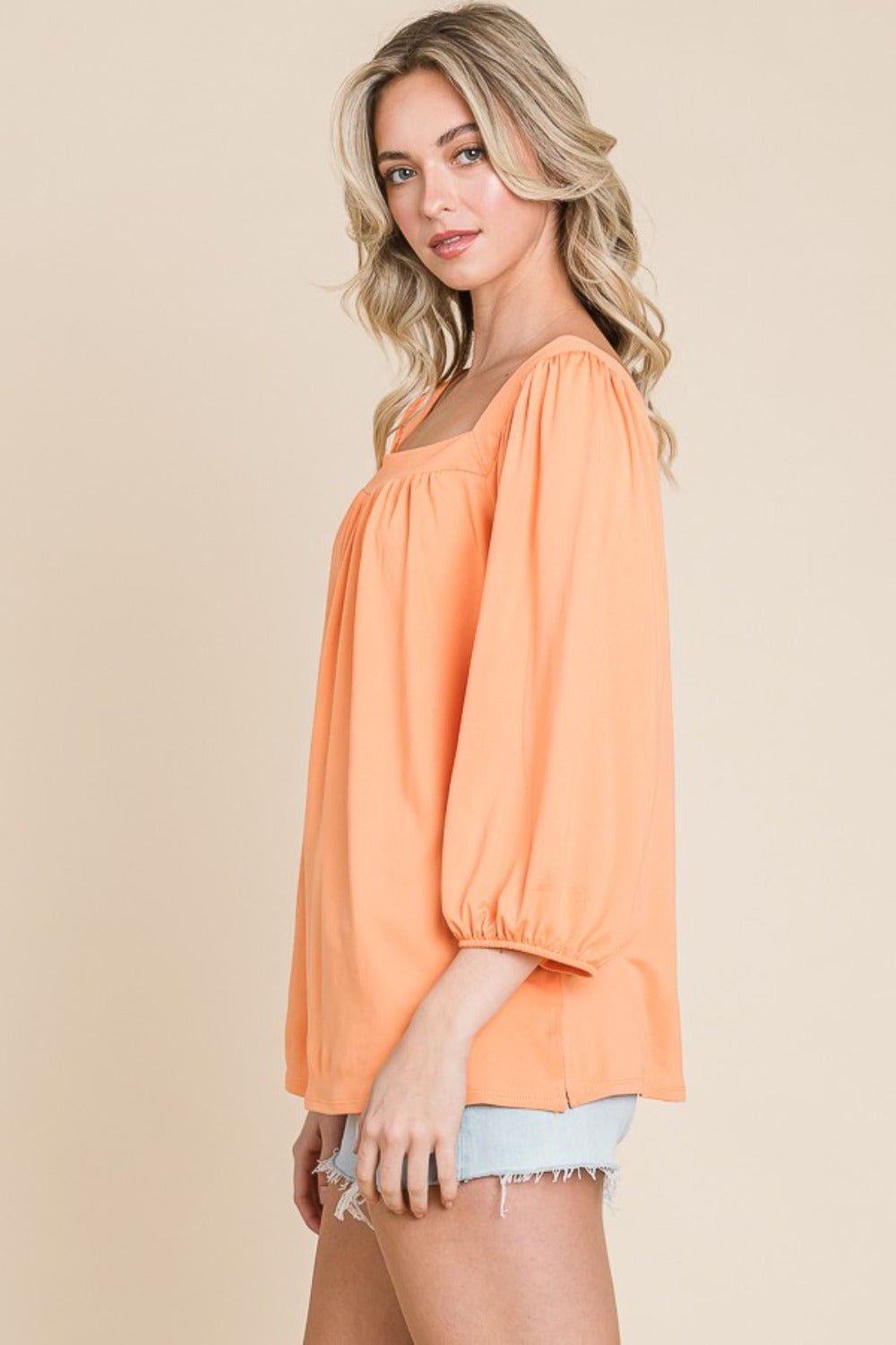 Culture Code Square Neck Puff Sleeve Top - Bitsy Gypsy Boutique