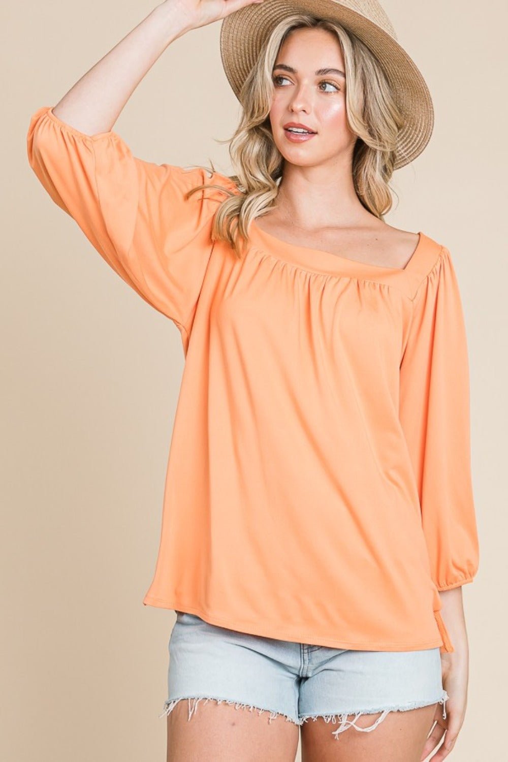 Culture Code Square Neck Puff Sleeve Top - Bitsy Gypsy Boutique