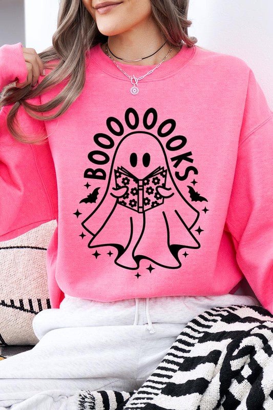 Cute Ghost Book Lover Graphic Fleece Sweatshirts - Bitsy Gypsy Boutique