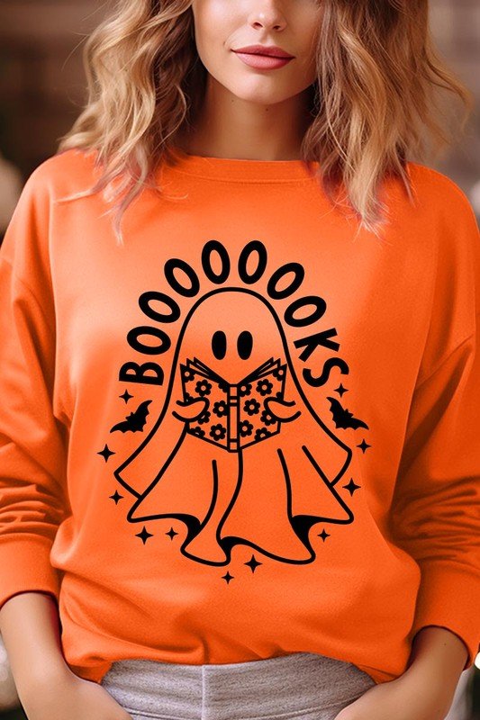 Cute Ghost Book Lover Graphic Fleece Sweatshirts - Bitsy Gypsy Boutique