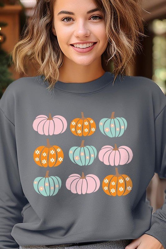 Cute Groovy Pumpkins Graphic Fleece Sweatshirts - Bitsy Gypsy Boutique