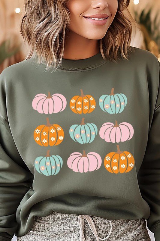 Cute Groovy Pumpkins Graphic Fleece Sweatshirts - Bitsy Gypsy Boutique