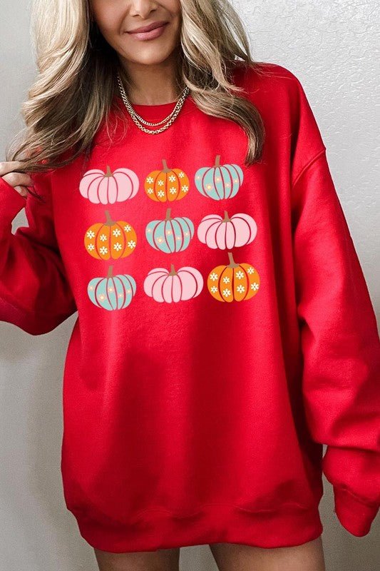 Cute Groovy Pumpkins Graphic Fleece Sweatshirts - Bitsy Gypsy Boutique