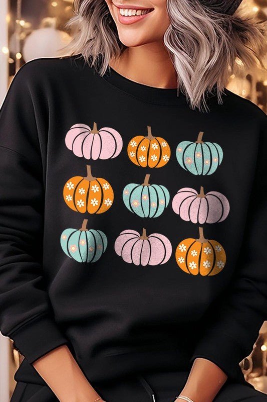 Cute Groovy Pumpkins Graphic Fleece Sweatshirts - Bitsy Gypsy Boutique