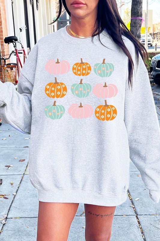 Cute Groovy Pumpkins Graphic Fleece Sweatshirts - Bitsy Gypsy Boutique