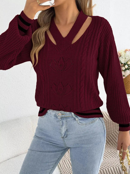 Cutout Cable Knit Sweater - Bitsy Gypsy Boutique