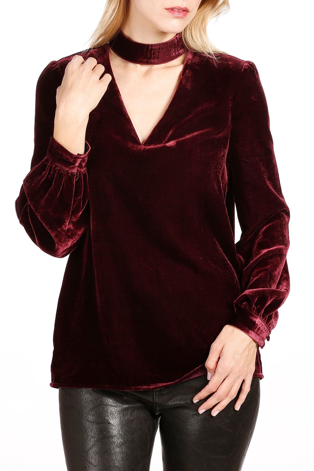 Cutout Long Sleeve Velvet Blouse - Bitsy Gypsy Boutique