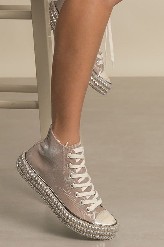 D - CHANTEL - HIGH TOP, STUDS, SNEAKERS - Bitsy Gypsy Boutique