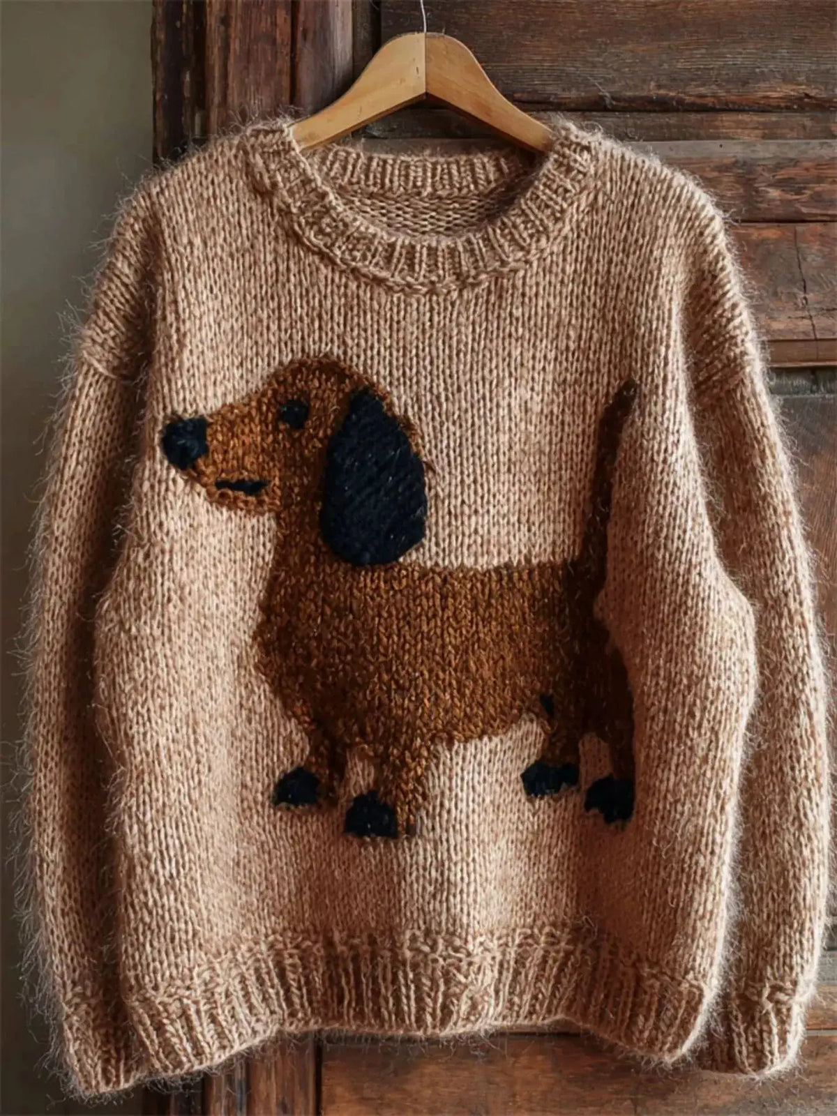 Dachshund Dropped Shoulder Sweater by Trendsi