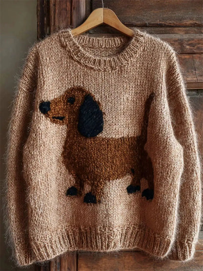 Dachshund Dropped Shoulder Sweater by Trendsi