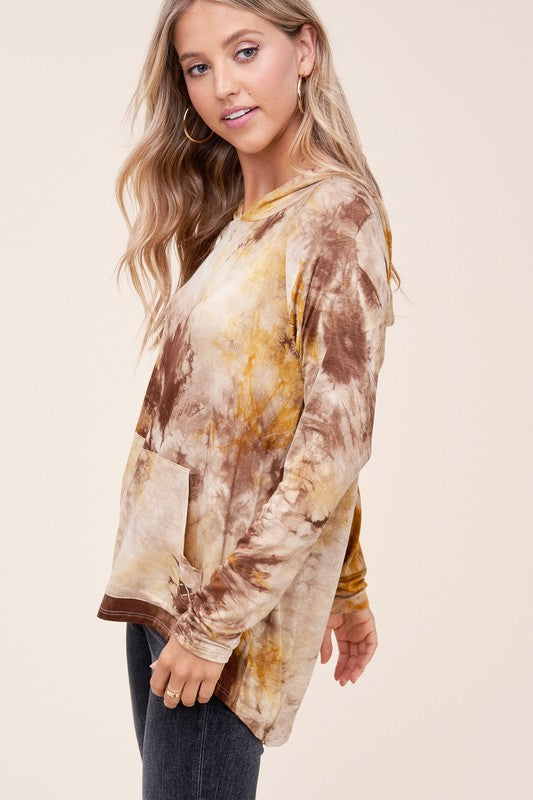 TIE DYE HOODIE HIGH LOW PLUS TOP