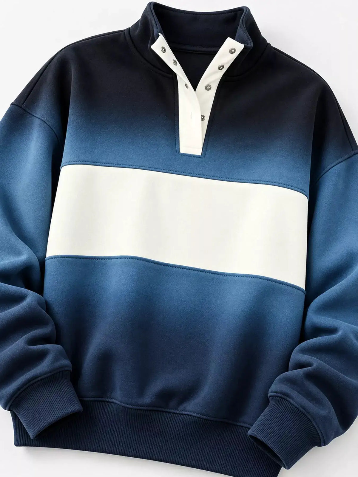 Full Size Color Block Snap-Button Sweatshirt Plus Size by Trendsi