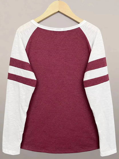 Full Size Color-Block Raglan Sleeve Striped T-Shirt Plus Size by Trendsi