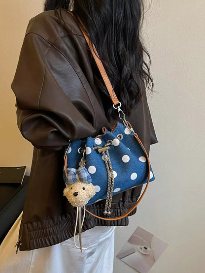 Polka Dot Bucket Crossbody Bag by Trendsi