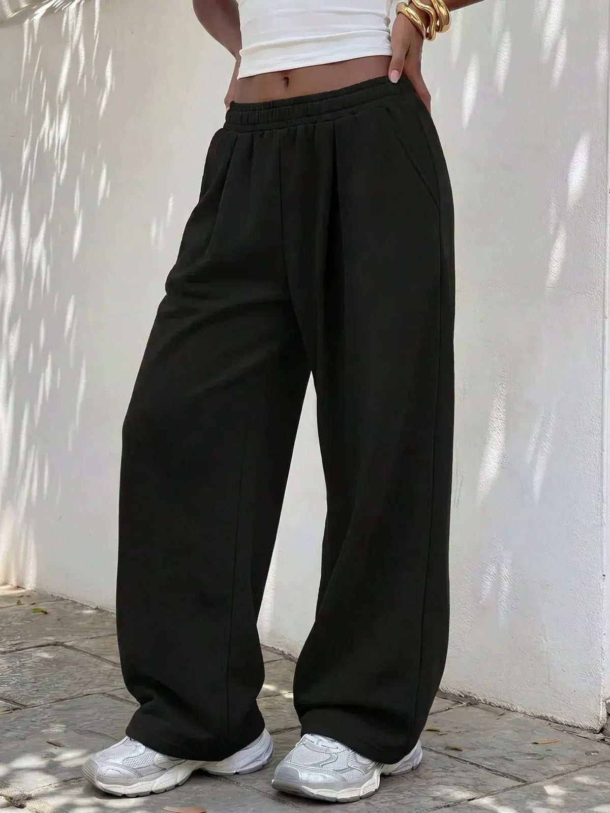 Elastic Waist Wide-Leg Sweatpants by Trendsi