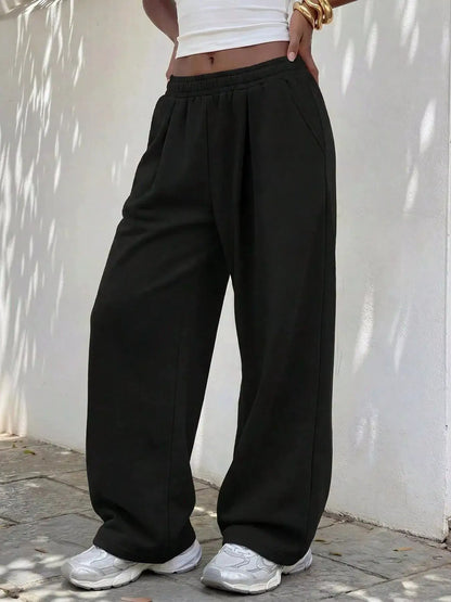 Elastic Waist Wide-Leg Sweatpants by Trendsi