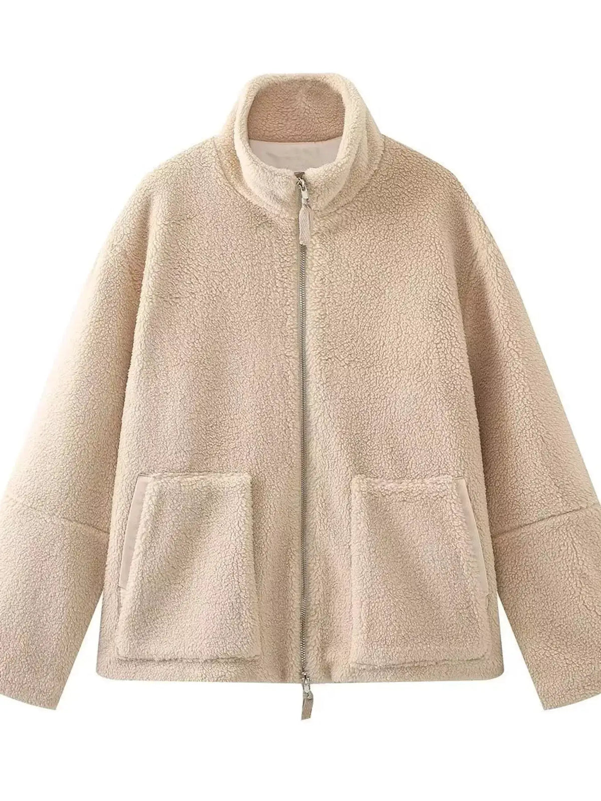 Sherpa Zip-Up Outerwear by Trendsi