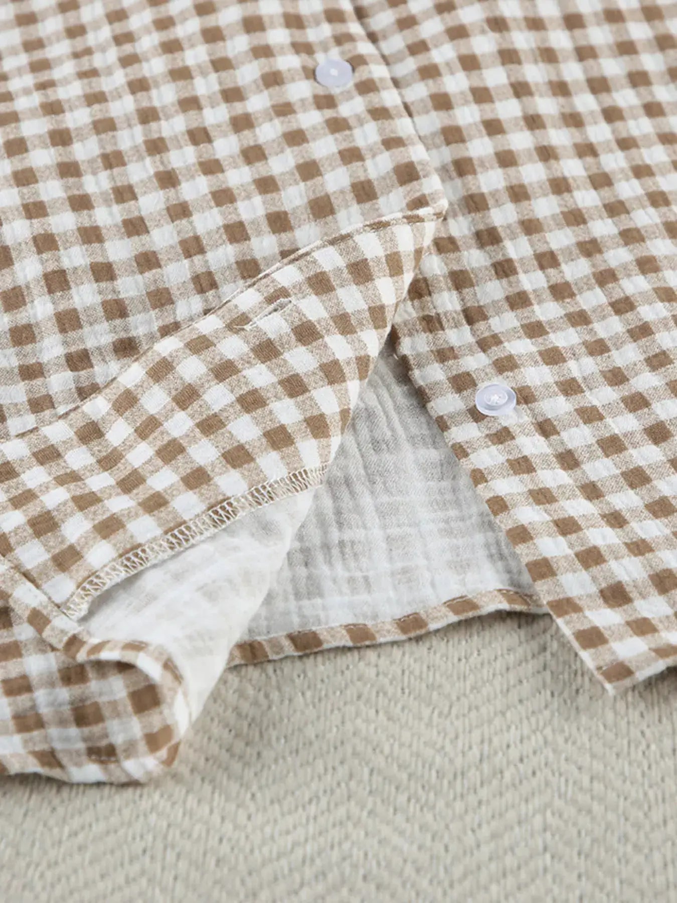Gingham Ruffle-Trim Top and Pants Lounge Set by Trendsi