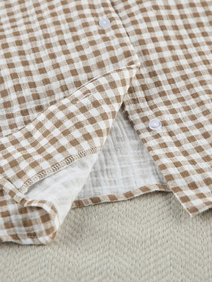 Gingham Ruffle-Trim Top and Pants Lounge Set by Trendsi