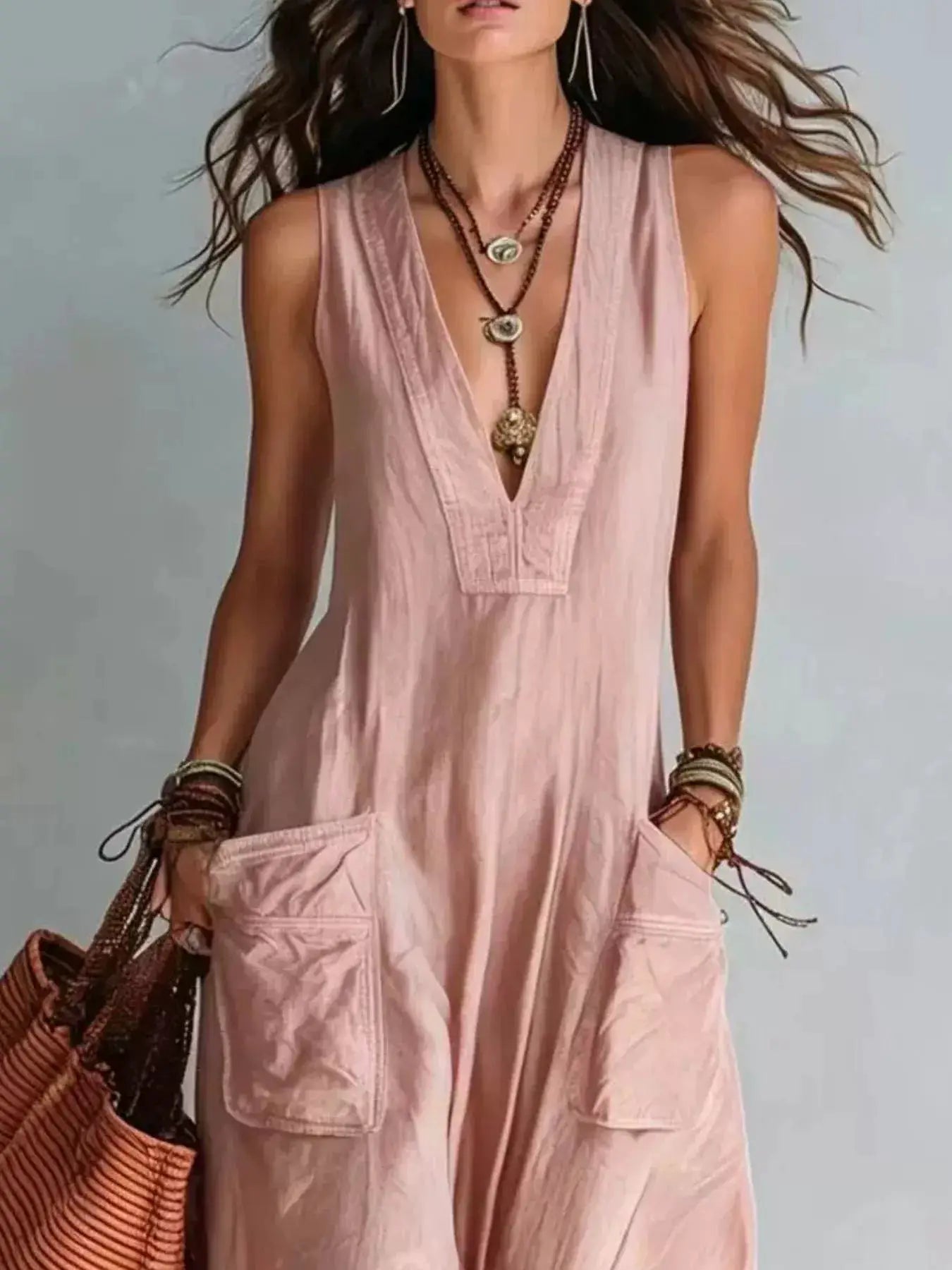 Full Size V-Neck Sleeveless Wide-Leg Jumpsuit Plus Size by Trendsi