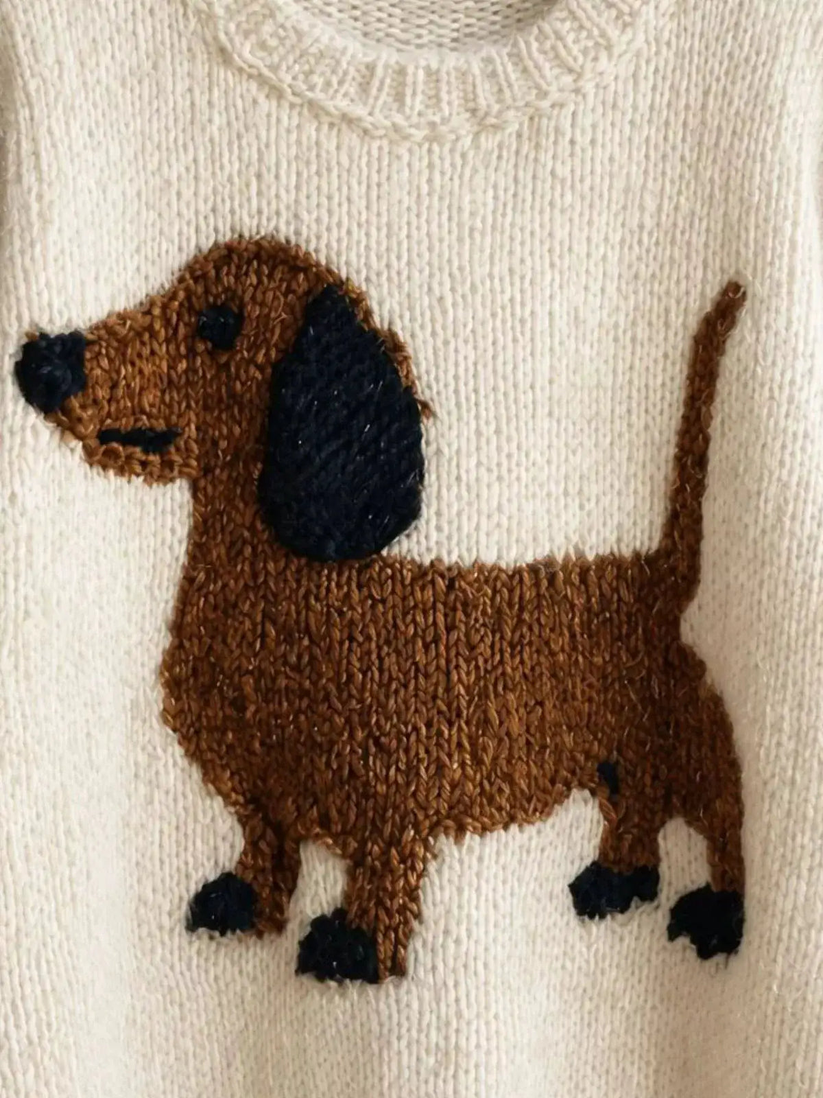 Dachshund Dropped Shoulder Sweater by Trendsi