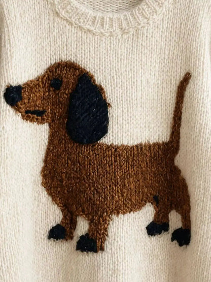 Dachshund Dropped Shoulder Sweater by Trendsi