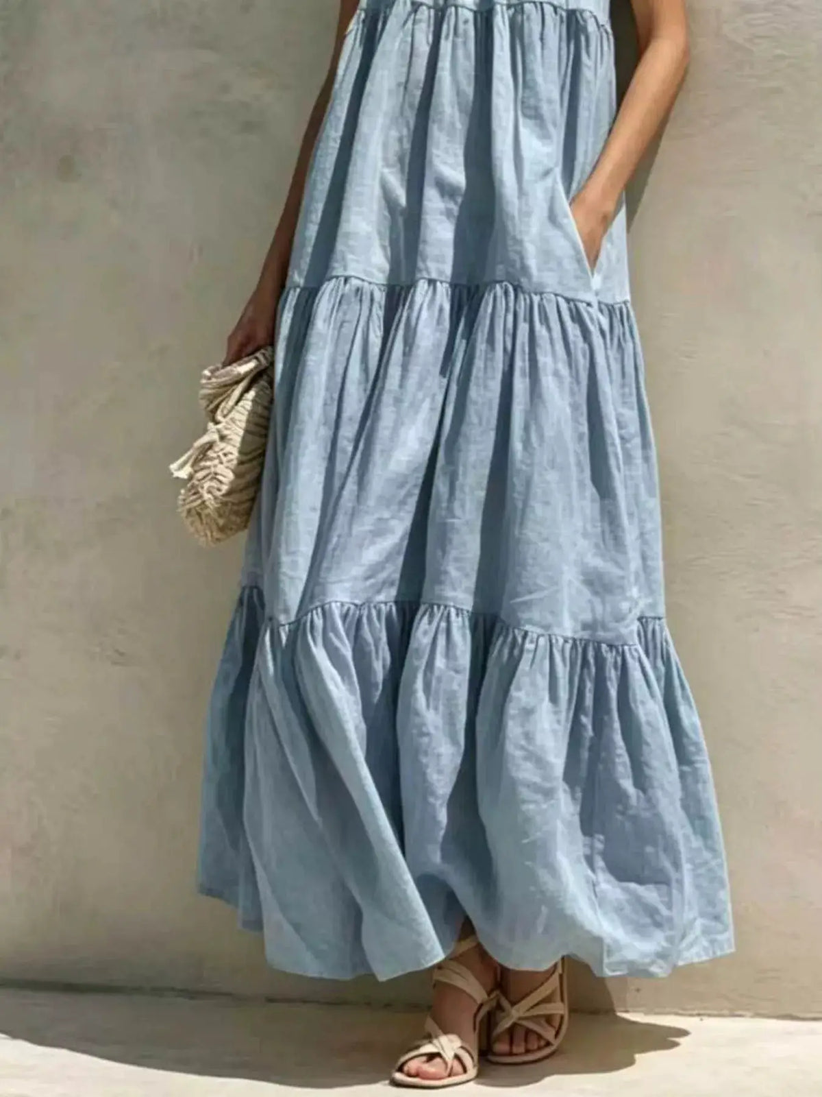 Tiered Scoop Neck Maxi Dress by Trendsi