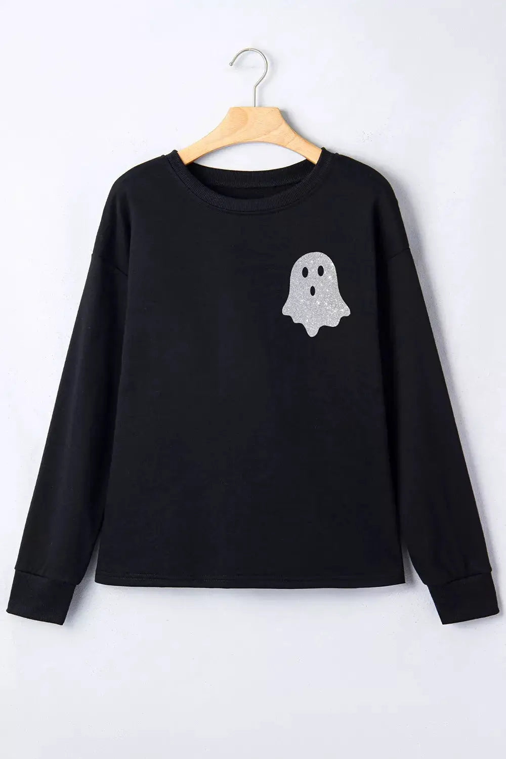 Round Neck Ghost Print Regular Fit Graphic Long Sleeve T-Shirt by Trendsi
