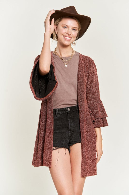 Glitter bell sleeve kimono style cardigan PLUS