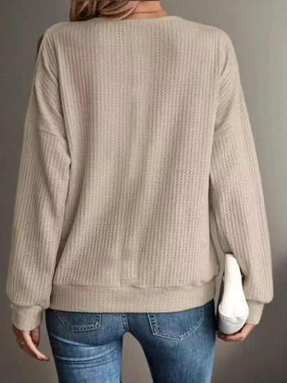 Solid Color Cold Shoulder Long Sleeve T-Shirt by Trendsi