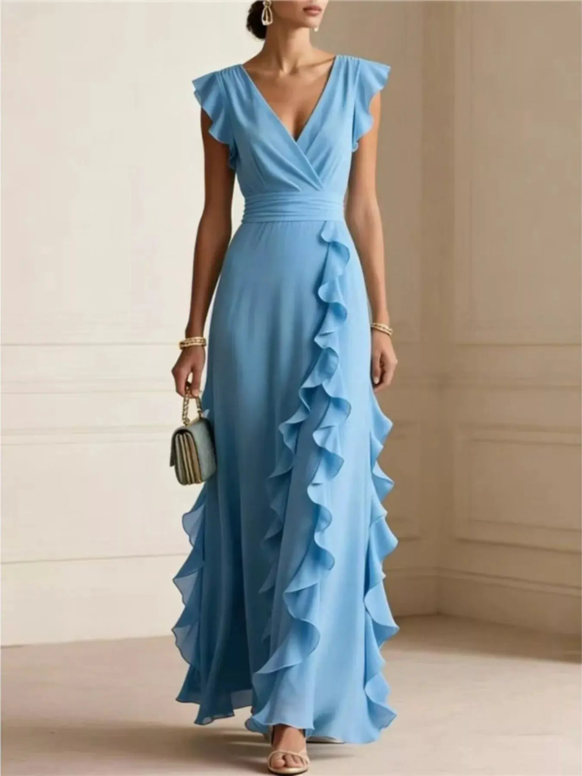 Ruffled Surplice Maxi Dress by Trendsi