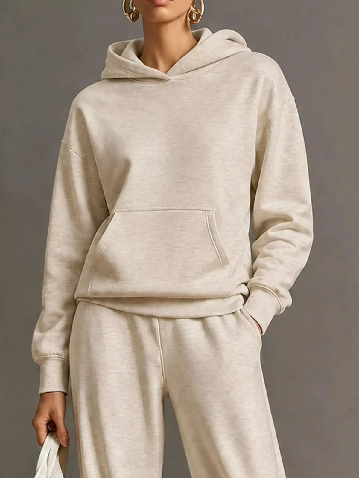 Kangaroo Pocket Hoodie and Pants Set by Trendsi