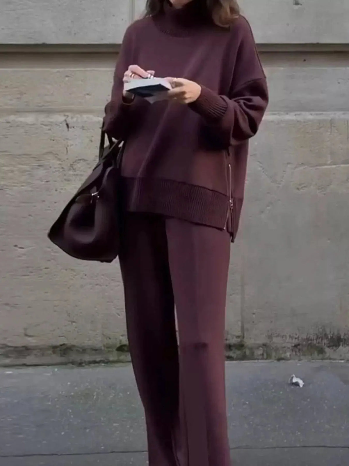 Dropped Shoulder Sweatshirt and Wide-Leg Pants Set by Trendsi
