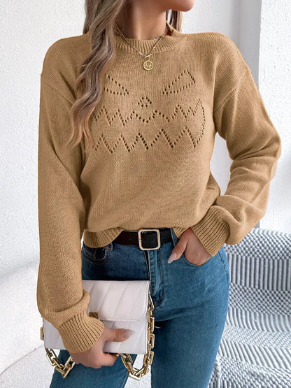 Halloween Pumpkin Face Knit Top by Trendsi