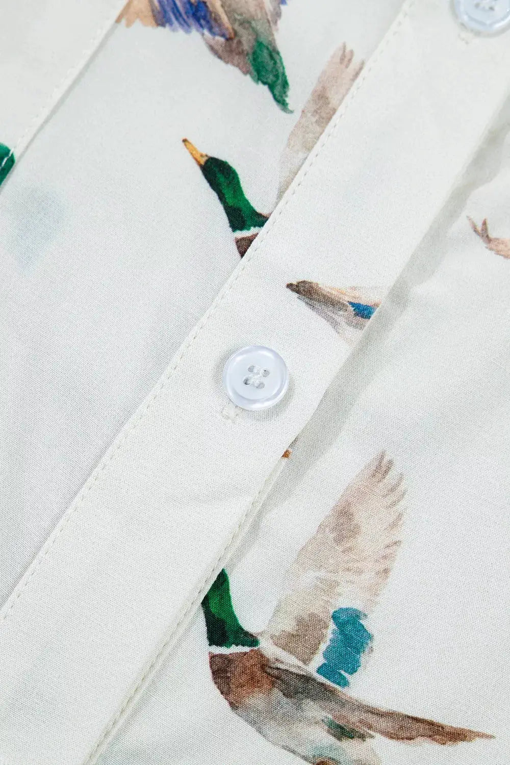 Mallard Printed Button Flap Pocket Short Sleeve Shirt by Trendsi