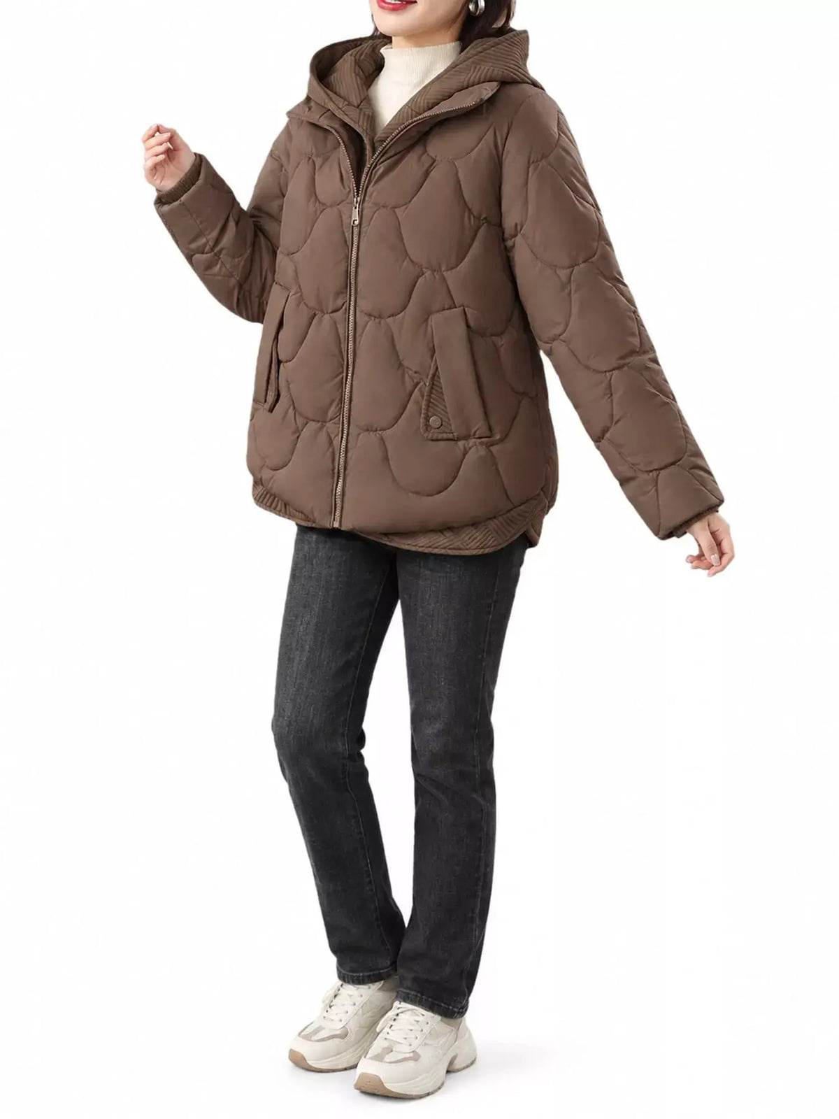 Plus Size Quilted Hooded Puffer Jacket with Snap-Button Closure by Trendsi
