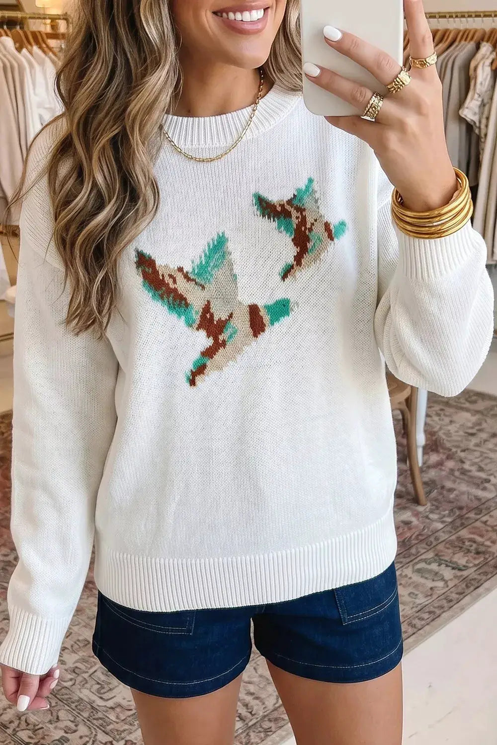 Drop Shoulder Round Neck Long Sleeve Sweater by Trendsi