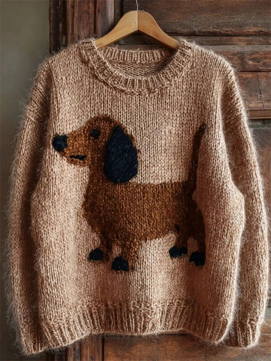 Dachshund Dropped Shoulder Sweater - Bitsy Gypsy Boutique
