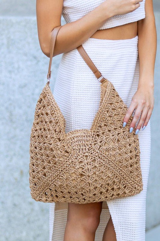 Dahlia Woven Straw Shoulder Bag - Bitsy Gypsy Boutique