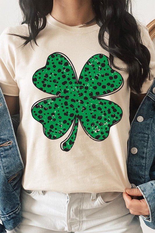 Dalmatian Four Leaf Clover Graphic Tee - Bitsy Gypsy Boutique