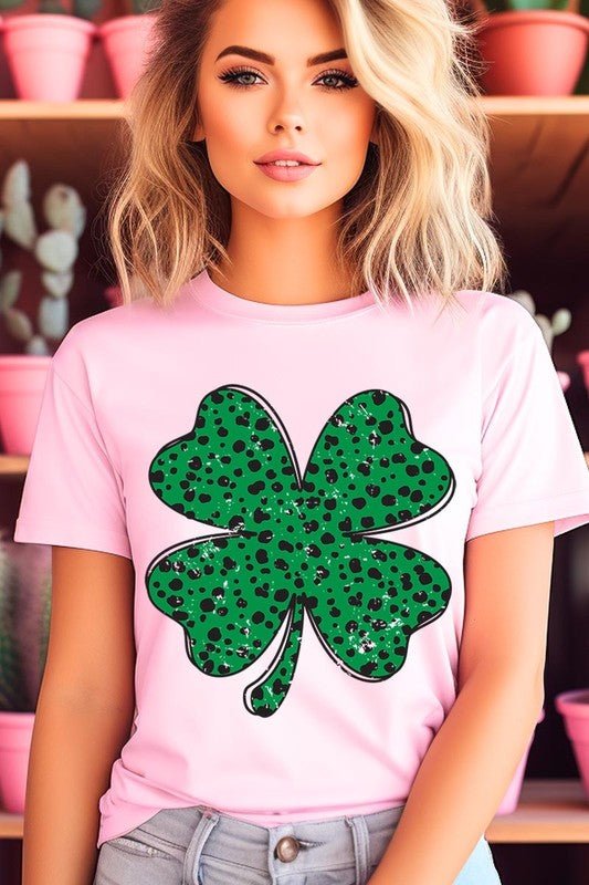 Dalmatian Four Leaf Clover Graphic Tee - Bitsy Gypsy Boutique