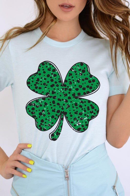 Dalmatian Four Leaf Clover Graphic Tee - Bitsy Gypsy Boutique