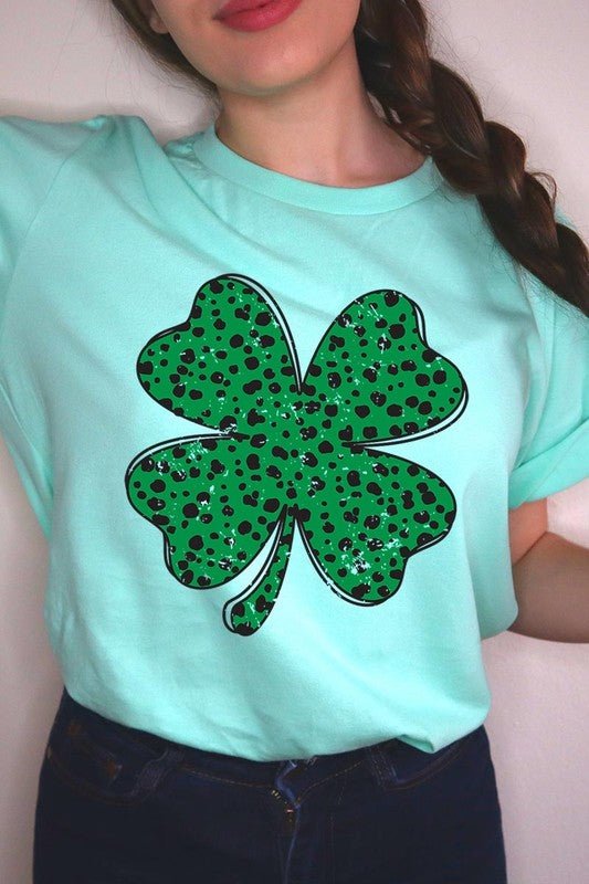 Dalmatian Four Leaf Clover Graphic Tee - Bitsy Gypsy Boutique