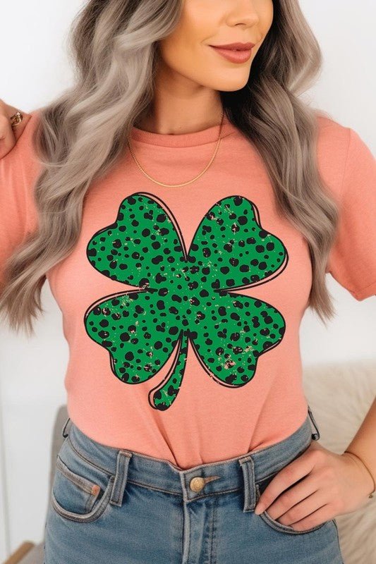 Dalmatian Four Leaf Clover Graphic Tee - Bitsy Gypsy Boutique