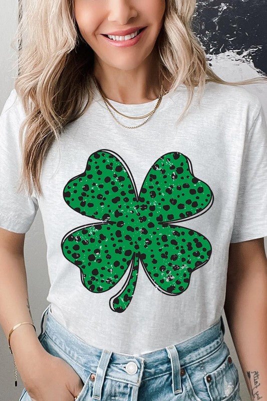 Dalmatian Four Leaf Clover Graphic Tee - Bitsy Gypsy Boutique