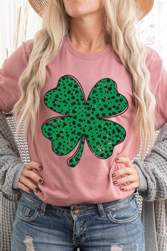 Dalmatian Four Leaf Clover Graphic Tee - Bitsy Gypsy Boutique