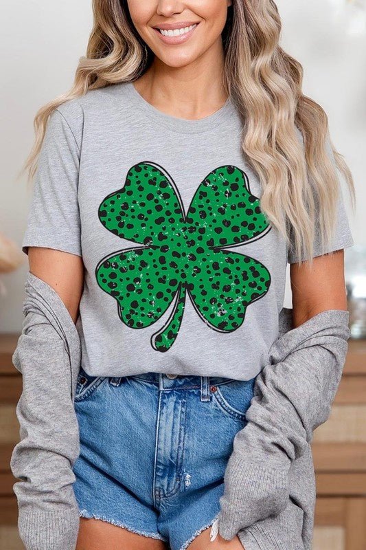 Dalmatian Four Leaf Clover Graphic Tee - Bitsy Gypsy Boutique