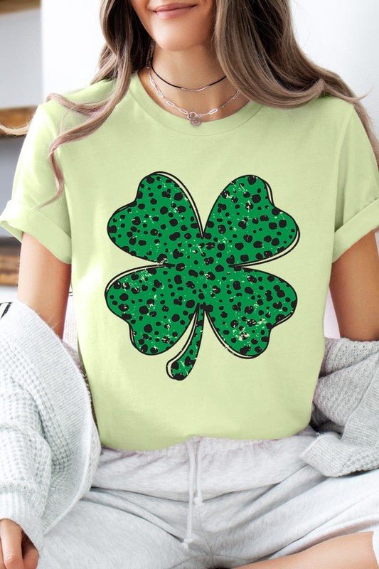 Dalmatian Four Leaf Clover Graphic Tee - Bitsy Gypsy Boutique