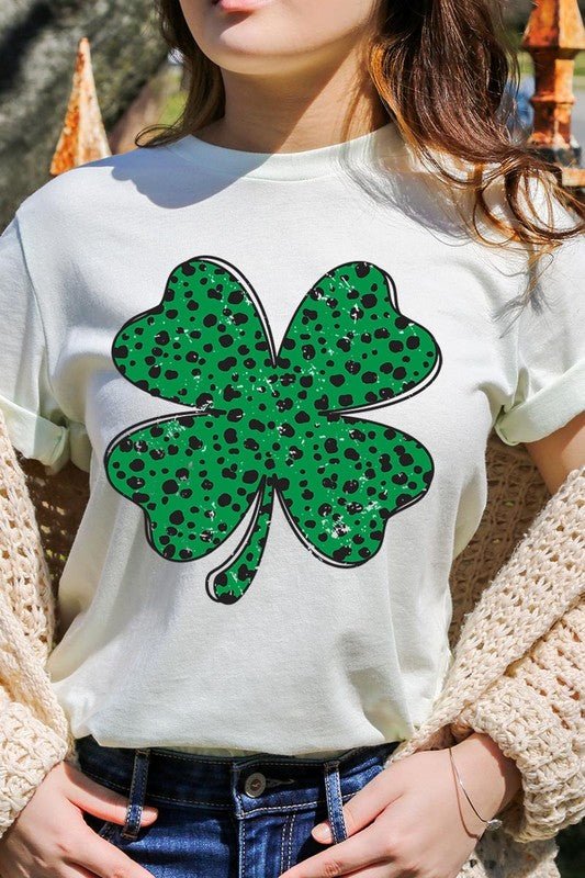 Dalmatian Four Leaf Clover Graphic Tee - Bitsy Gypsy Boutique