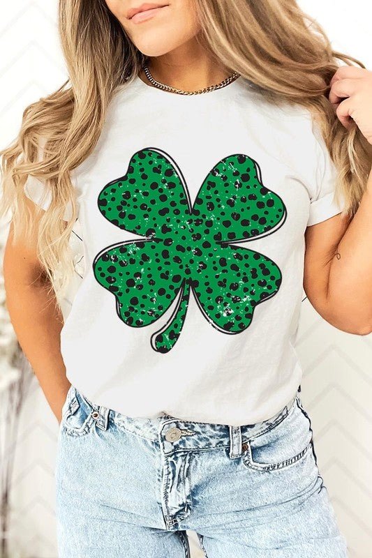 Dalmatian Four Leaf Clover Graphic Tee - Bitsy Gypsy Boutique